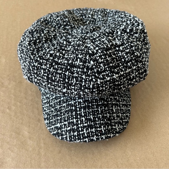 Women’s Newsboy Cap Hat Black and White Tweed Beret One Size Flat Cap Gatsby Hat - Picture 2 of 8